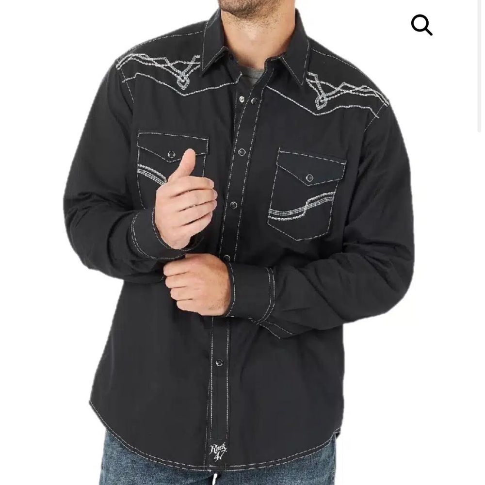 WRANGLER-Men's Rock 47 Snap Shirt , black , size XXL
